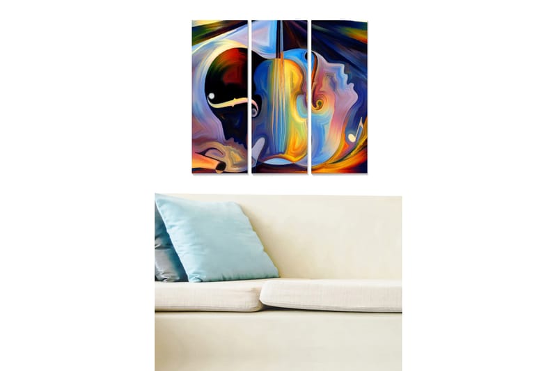 Canvasbilde Abstract 3-pk Flerfarget - 22x05 cm - Interiør - Maleri & posters - Lerretsbilder