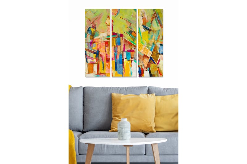 Canvasbilde Abstract 3-pk Flerfarget - 22x05 cm - Interiør - Maleri & posters - Lerretsbilder