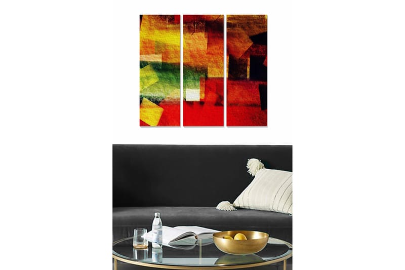 Canvasbilde Abstract 3-pk Flerfarget - 22x05 cm - Interiør - Maleri & posters - Lerretsbilder