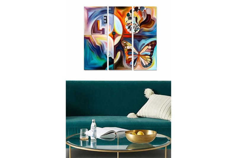 Canvasbilde Abstract 3-pk Flerfarget - 22x05 cm - Interiør - Maleri & posters - Lerretsbilder