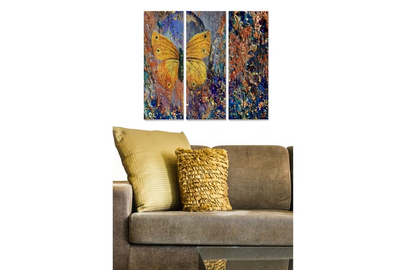 Canvasbilde Abstract 3-pk Flerfarget - 22x05 cm - Interiør - Maleri & posters - Lerretsbilder