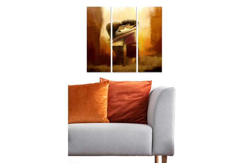 Canvasbilde Abstract 3-pk Flerfarget - 22x05 cm - Interiør - Maleri & posters - Lerretsbilder