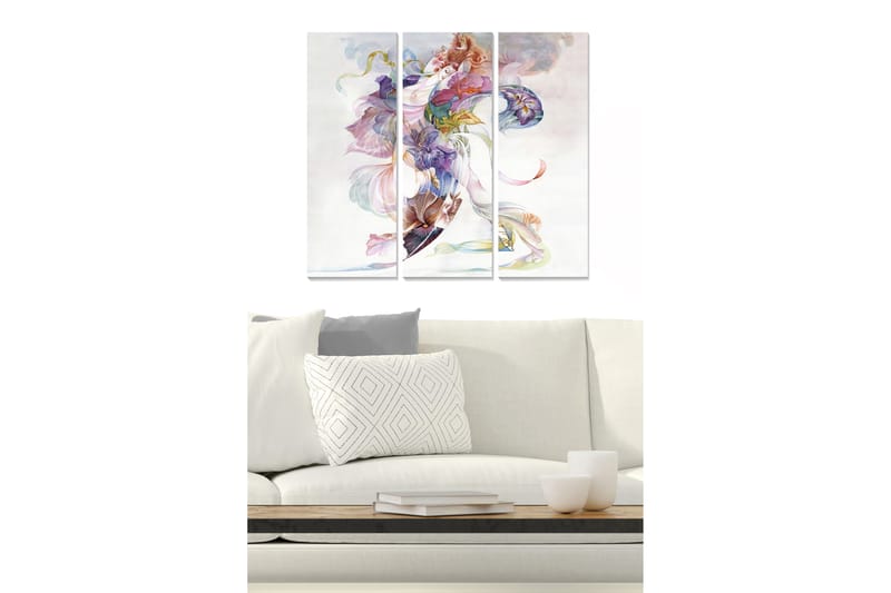 Canvasbilde Abstract 3-pk Flerfarget - 22x05 cm - Interiør - Maleri & posters - Lerretsbilder