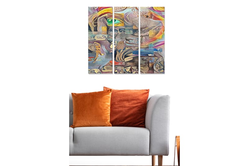 Canvasbilde Abstract 3-pk Flerfarget - 22x05 cm - Interiør - Maleri & posters - Lerretsbilder