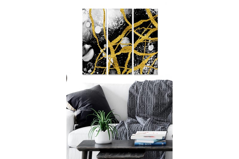 Canvasbilde Abstract 3-pk Flerfarget - 22x05 cm - Interiør - Maleri & posters - Lerretsbilder