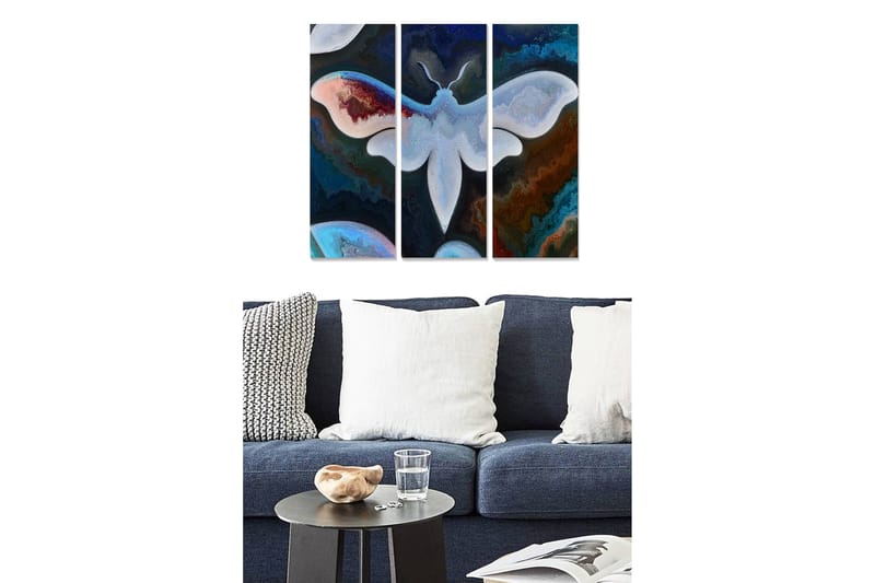 Canvasbilde Abstract 3-pk Flerfarget - 22x05 cm - Interiør - Maleri & posters - Lerretsbilder