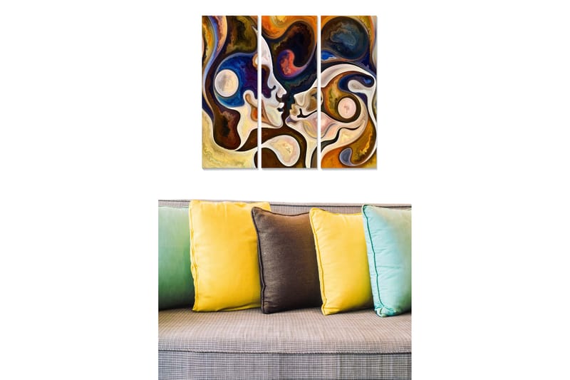 Canvasbilde Abstract 3-pk Flerfarget - 22x05 cm - Interiør - Maleri & posters - Lerretsbilder