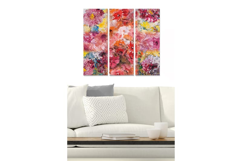 Canvasbilde Abstract 3-pk Flerfarget - 22x05 cm - Interiør - Maleri & posters - Lerretsbilder