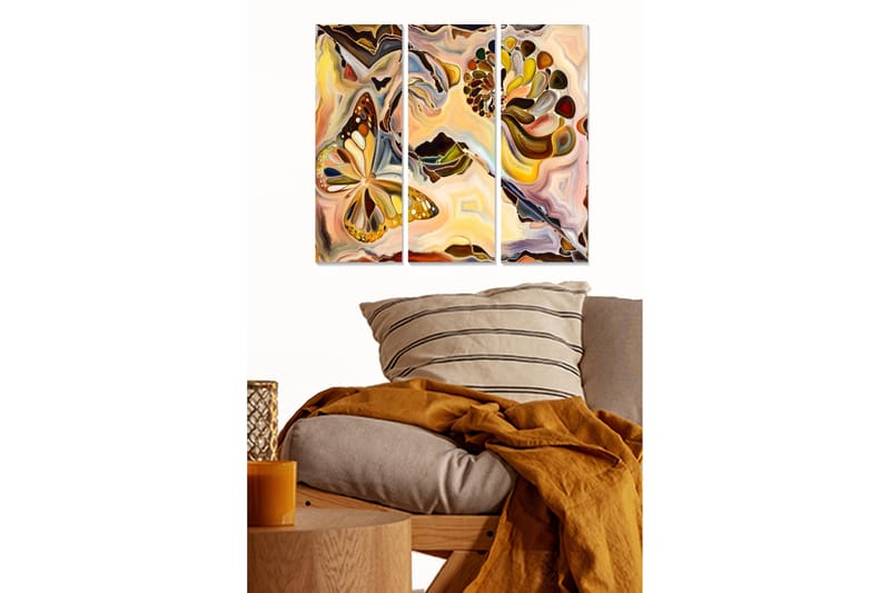 Canvasbilde Abstract 3-pk Flerfarget - 22x05 cm - Interiør - Maleri & posters - Lerretsbilder