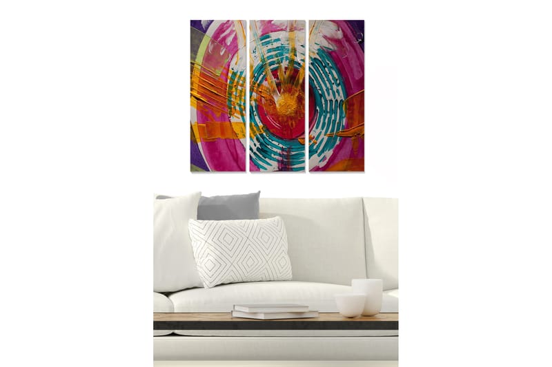 Canvasbilde Abstract 3-pk Flerfarget - 22x05 cm - Interiør - Maleri & posters - Lerretsbilder