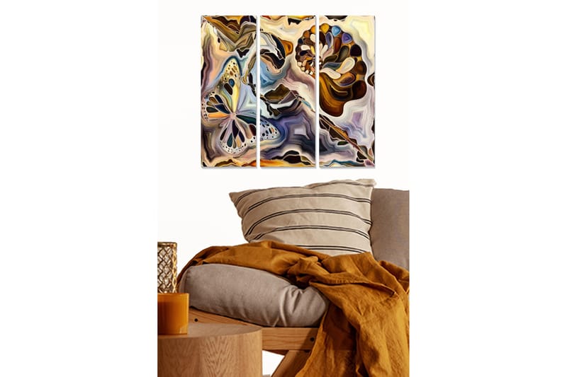 Canvasbilde Abstract 3-pk Flerfarget - 22x05 cm - Interiør - Maleri & posters - Lerretsbilder