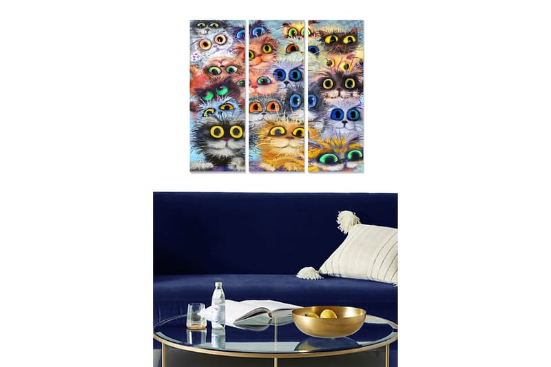 Canvasbilde Animal 3-pk flerfarget - 22x05 cm - Interiør - Maleri & posters - Lerretsbilder