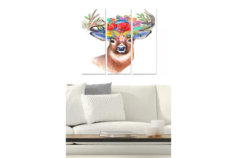 Canvasbilde Animal 3-pk flerfarget - 22x05 cm - Interiør - Maleri & posters - Lerretsbilder