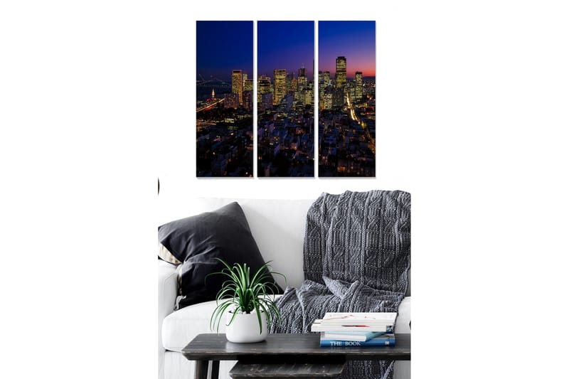 Canvasbilde City 3-pk flerfarget - 22x05 cm - Interiør - Maleri & posters - Lerretsbilder