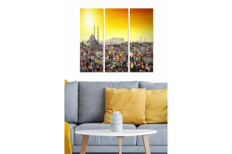 Canvasbilde City 3-pk flerfarget - 22x05 cm - Interiør - Maleri & posters - Lerretsbilder