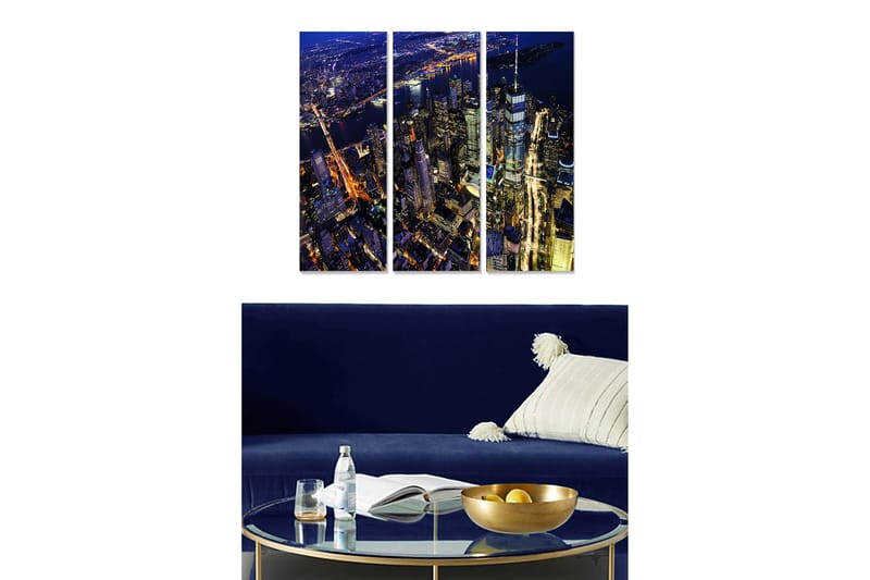 Canvasbilde City 3-pk flerfarget - 22x05 cm - Interiør - Maleri & posters - Lerretsbilder