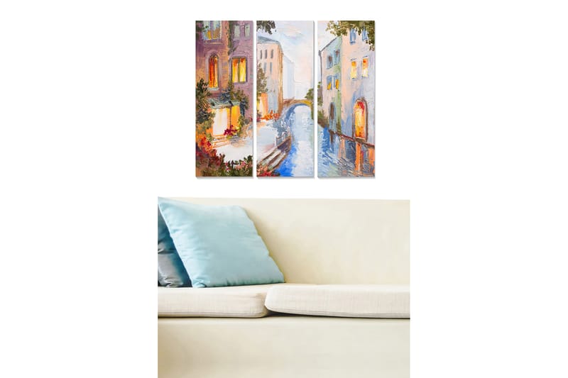 Canvasbilde City 3-pk flerfarget - 22x05 cm - Interiør - Maleri & posters - Lerretsbilder