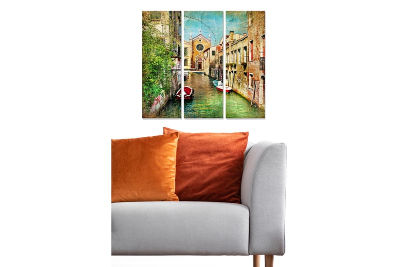 Canvasbilde City 3-pk flerfarget - 22x05 cm - Interiør - Maleri & posters - Lerretsbilder