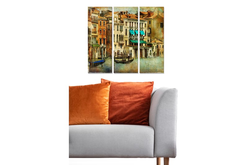 Canvasbilde City 3-pk flerfarget - 22x05 cm - Interiør - Maleri & posters - Lerretsbilder