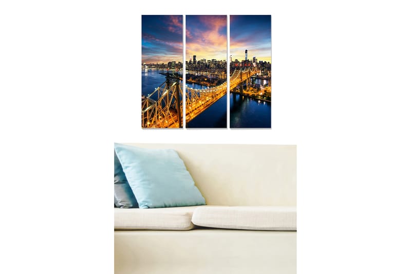 Canvasbilde City 3-pk flerfarget - 22x05 cm - Interiør - Maleri & posters - Lerretsbilder