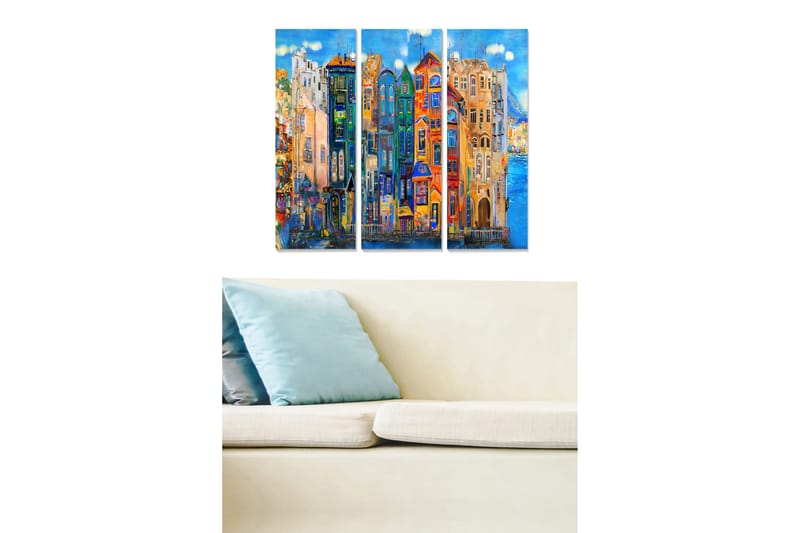 Canvasbilde City 3-pk flerfarget - 22x05 cm - Interiør - Maleri & posters - Lerretsbilder