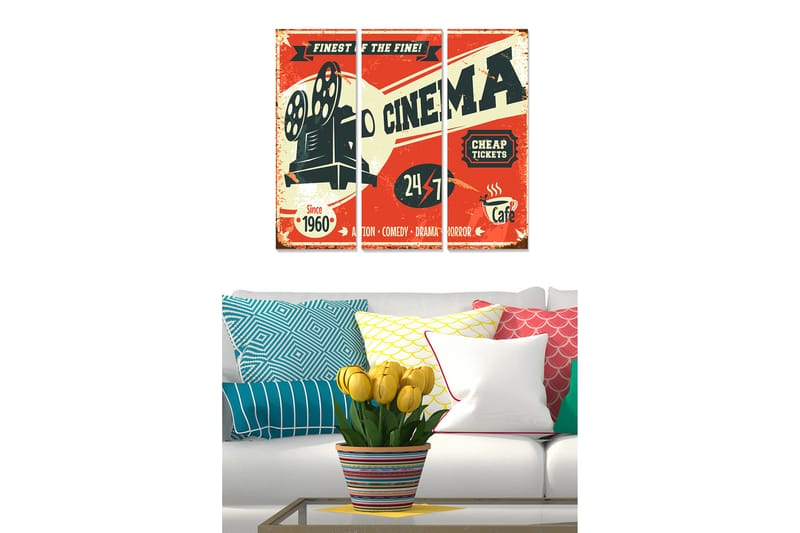 Canvasbilde Entertainment 3-pk Flerfarget - 22x05 cm - Interiør - Maleri & posters - Lerretsbilder