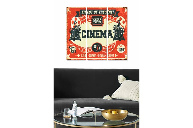 Canvasbilde Entertainment 3-pk Flerfarget - 22x05 cm - Interiør - Maleri & posters - Lerretsbilder