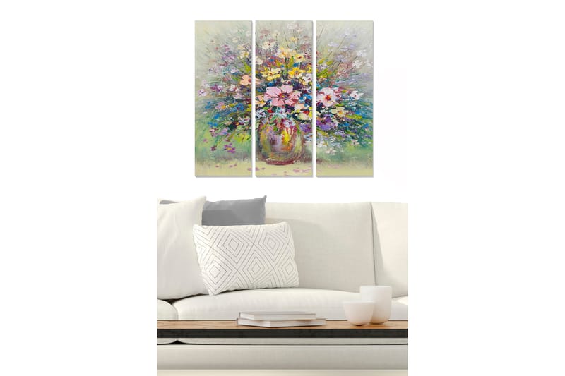 Canvasbilde Floral 3-pk flerfarget - 22x05 cm - Interiør - Maleri & posters - Lerretsbilder