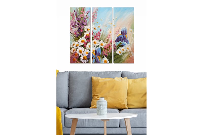 Canvasbilde Floral 3-pk flerfarget - 22x05 cm - Interiør - Maleri & posters - Lerretsbilder