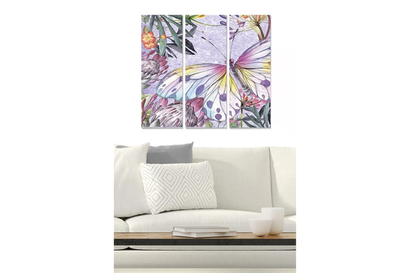 Canvasbilde Floral 3-pk flerfarget - 22x05 cm - Interiør - Maleri & posters - Lerretsbilder