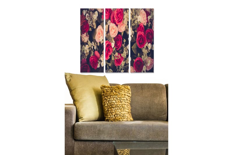 Canvasbilde Floral 3-pk flerfarget - 22x05 cm - Interiør - Maleri & posters - Lerretsbilder