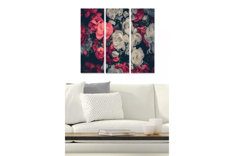 Canvasbilde Floral 3-pk flerfarget - 22x05 cm - Interiør - Maleri & posters - Lerretsbilder