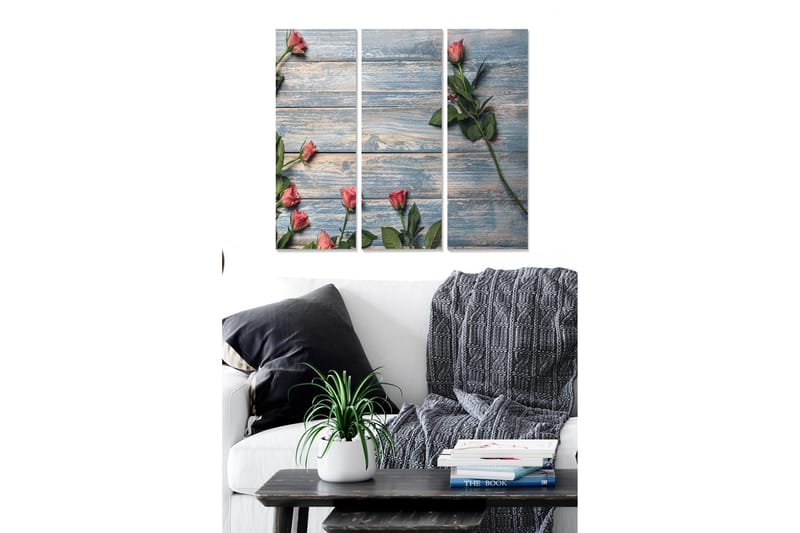 Canvasbilde Floral 3-pk flerfarget - 22x05 cm - Interiør - Maleri & posters - Lerretsbilder