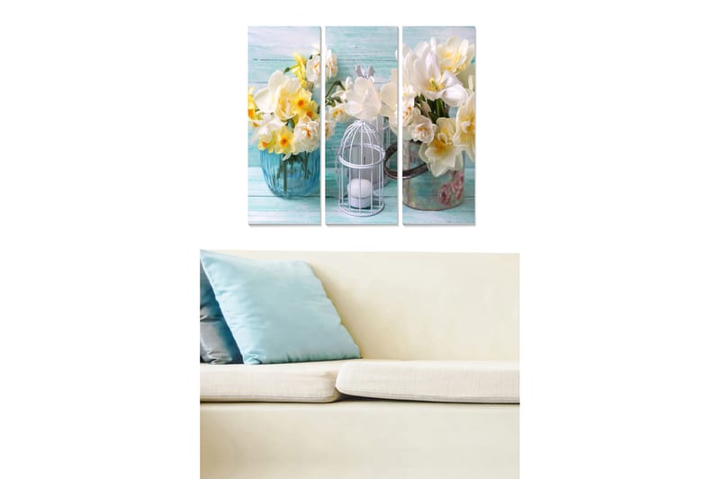 Canvasbilde Floral 3-pk flerfarget - 22x05 cm - Interiør - Maleri & posters - Lerretsbilder