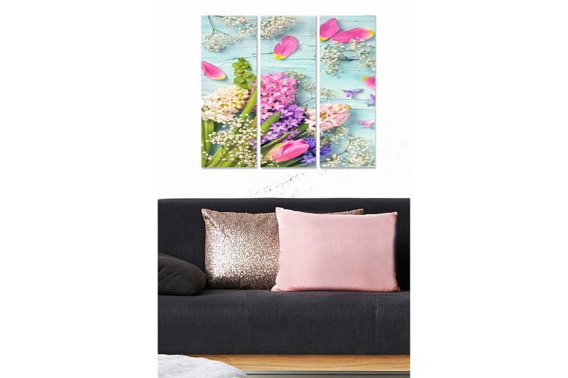 Canvasbilde Floral 3-pk flerfarget - 22x05 cm - Interiør - Maleri & posters - Lerretsbilder