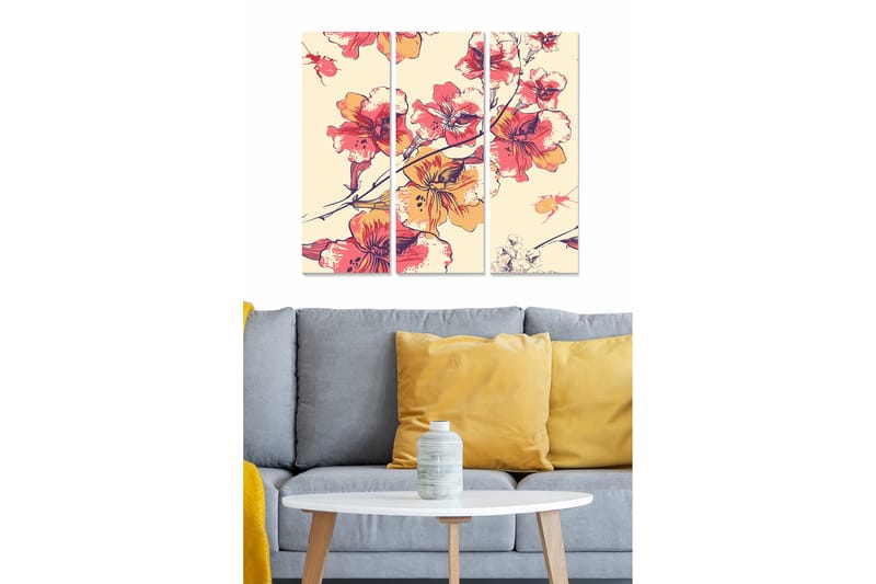 Canvasbilde Floral 3-pk flerfarget - 22x05 cm - Interiør - Maleri & posters - Lerretsbilder