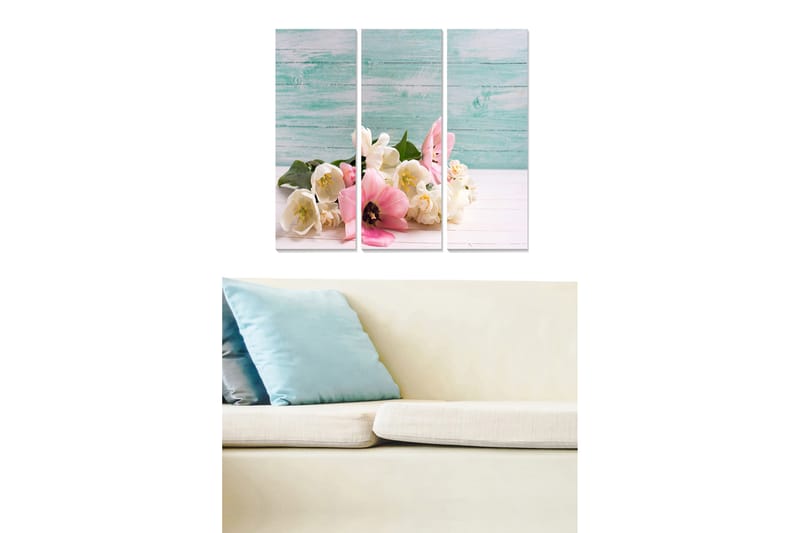 Canvasbilde Floral 3-pk flerfarget - 22x05 cm - Interiør - Maleri & posters - Lerretsbilder