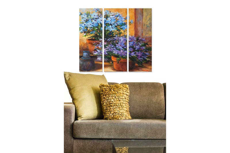 Canvasbilde Floral 3-pk flerfarget - 22x05 cm - Interiør - Maleri & posters - Lerretsbilder