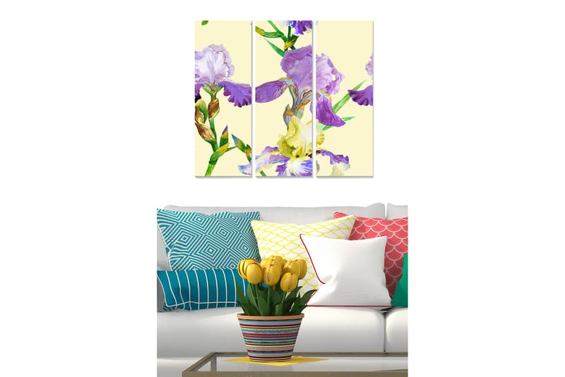 Canvasbilde Floral 3-pk flerfarget - 22x05 cm - Interiør - Maleri & posters - Lerretsbilder