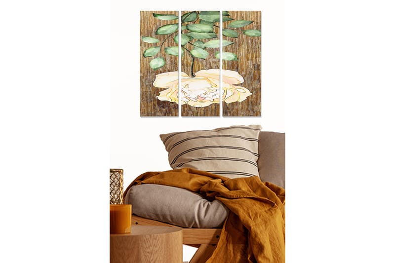 Canvasbilde Floral 3-pk flerfarget - 22x05 cm - Interiør - Maleri & posters - Lerretsbilder