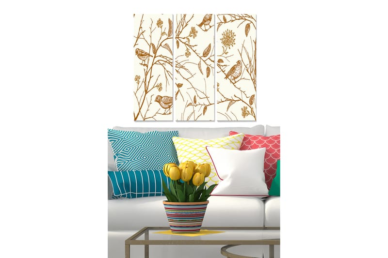 Canvasbilde Floral 3-pk flerfarget - 22x05 cm - Interiør - Maleri & posters - Lerretsbilder