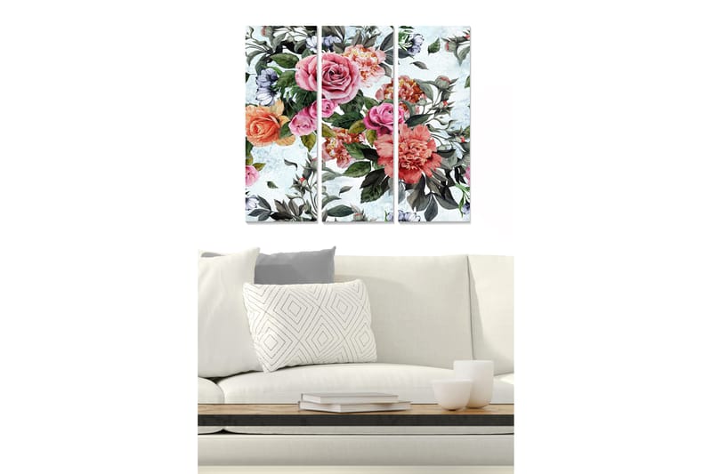 Canvasbilde Floral 3-pk flerfarget - 22x05 cm - Interiør - Maleri & posters - Lerretsbilder