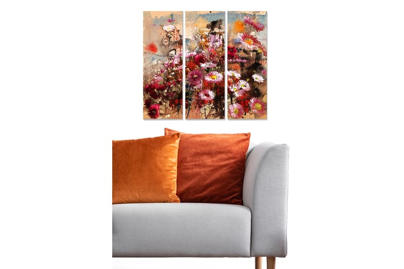 Canvasbilde Floral 3-pk flerfarget - 22x05 cm - Interiør - Maleri & posters - Lerretsbilder