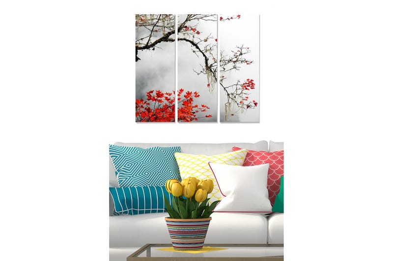 Canvasbilde Floral 3-pk flerfarget - 22x05 cm - Interiør - Maleri & posters - Lerretsbilder