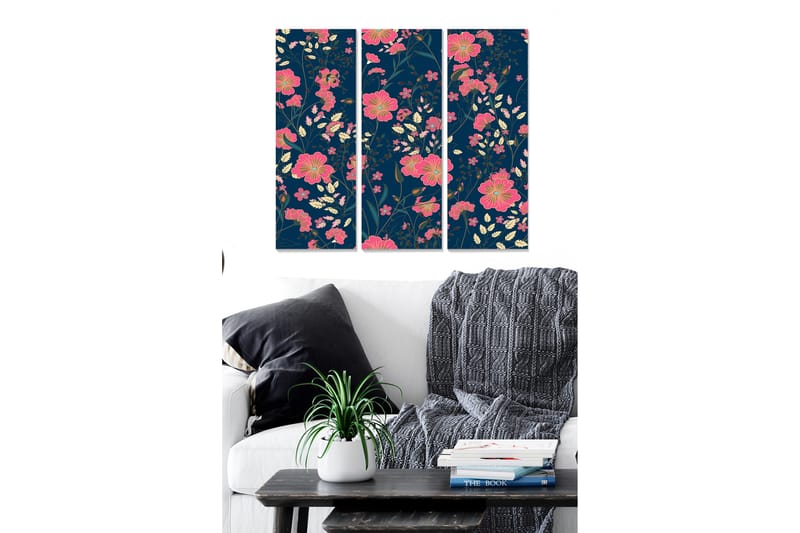 Canvasbilde Floral 3-pk flerfarget - 22x05 cm - Interiør - Maleri & posters - Lerretsbilder