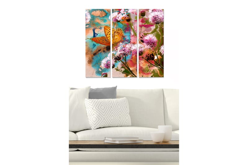 Canvasbilde Floral 3-pk flerfarget - 22x05 cm - Interiør - Maleri & posters - Lerretsbilder