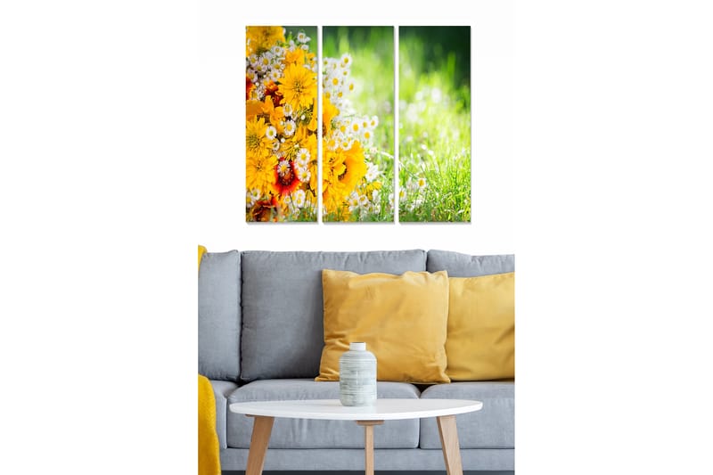 Canvasbilde Floral 3-pk flerfarget - 22x05 cm - Interiør - Maleri & posters - Lerretsbilder