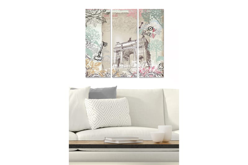 Canvasbilde Floral 3-pk flerfarget - 22x05 cm - Interiør - Maleri & posters - Lerretsbilder