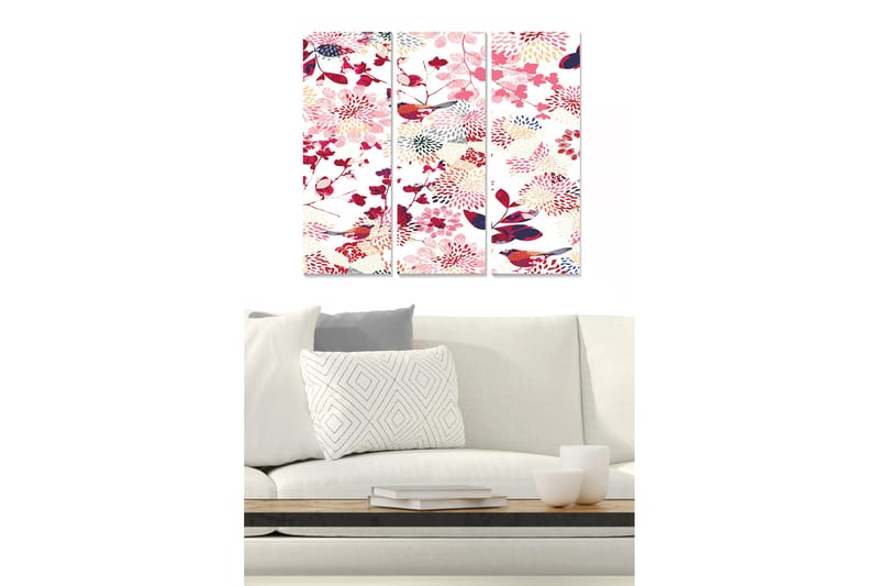 Canvasbilde Floral 3-pk flerfarget - 22x05 cm - Interiør - Maleri & posters - Lerretsbilder