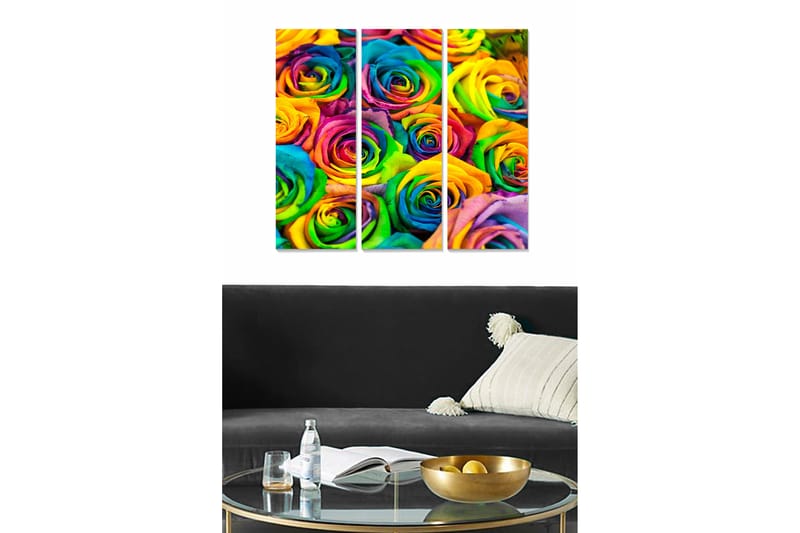 Canvasbilde Floral 3-pk flerfarget - 22x05 cm - Interiør - Maleri & posters - Lerretsbilder